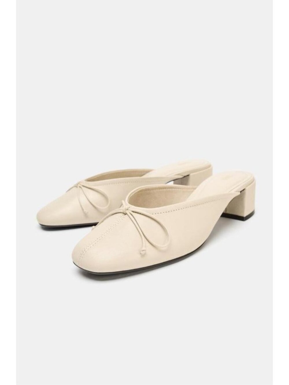 ZARA LEATHER SLINGBACK BALLET FLATS WITH BOW - Picture 4 of 6